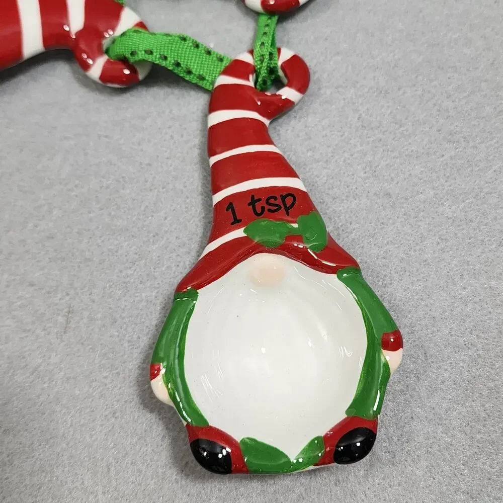Gnome Nesting Cup Measuring Spoons Christmas Holiday Ceramic Set of 4